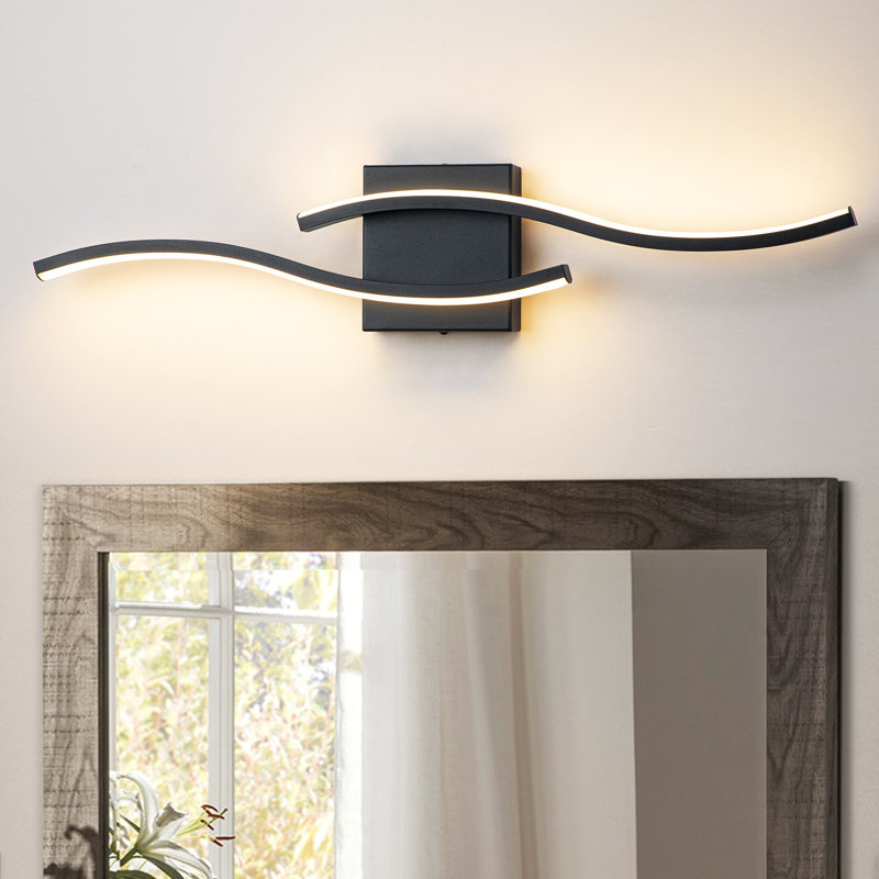 Éclairage pour meuble-lavabo à 2 lumières DEL à intensité variable Keyaan, 3000 K, Noir mat
