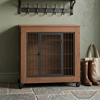Cage pour chien de 69 cm avec roulettes, idéal pour les petits chiens. Cage d'intérieur robuste à 2 portes, avec table d'appoint intégrée. Cage en métal à double porte, parfaite pour les chiens anxieux.