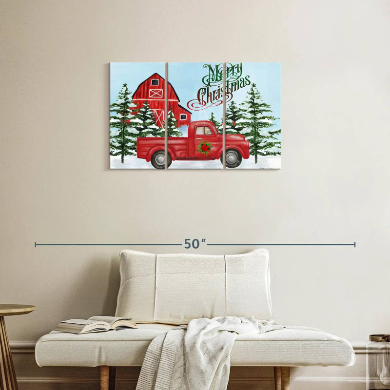 Lelend Christmas Barn And Truck, 20" H x 33" W