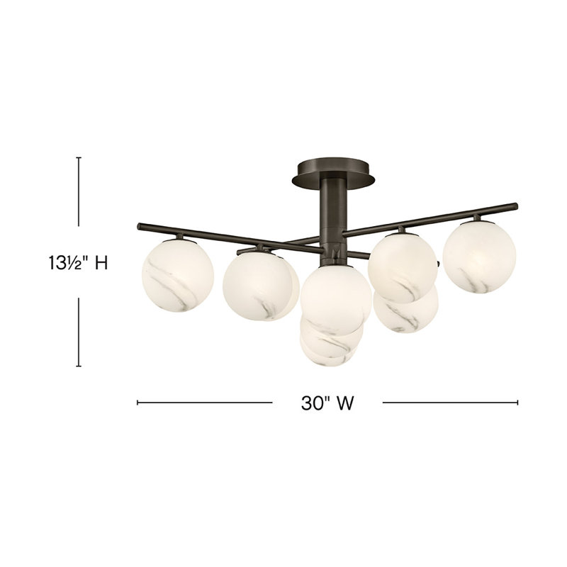 Selene 9 - Light Semi Flush Mount, Matte Black