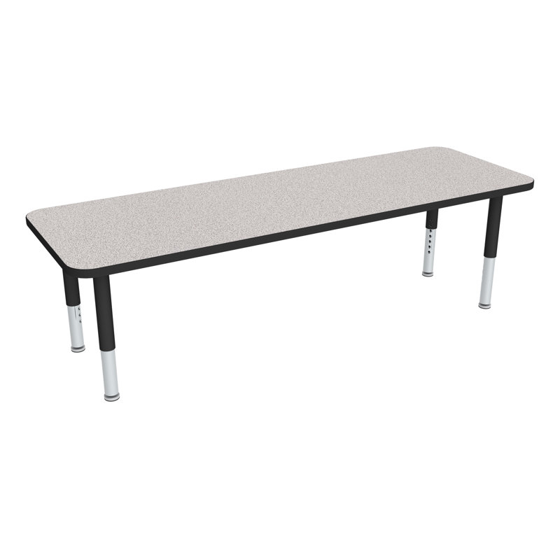 Table d'activités préscolaire rectangulaire à hauteur réglable avec roulettes, L 72 po x l 24 po, Gris nebula, Noir