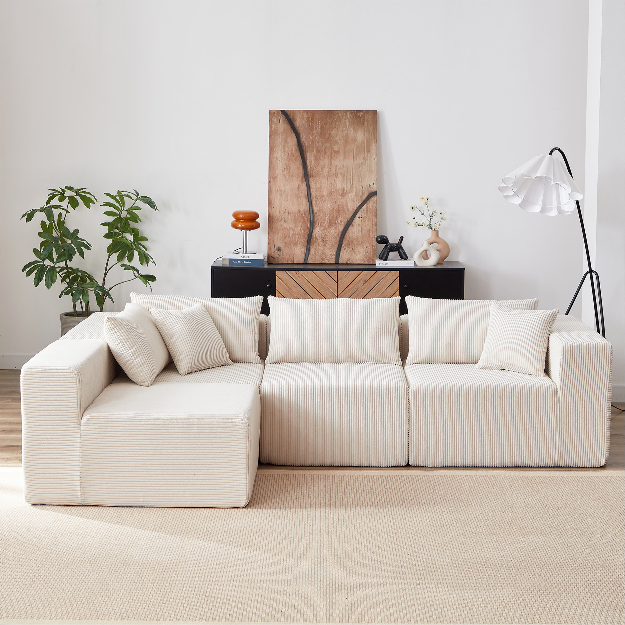 Latitude Run® 104-Inch Corduroy Modular L Shaped Sectional Sofa,Luxury ...