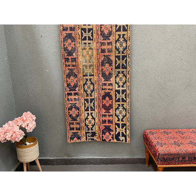 Tapis bleu en laine 28,3 x 62,2 pouces