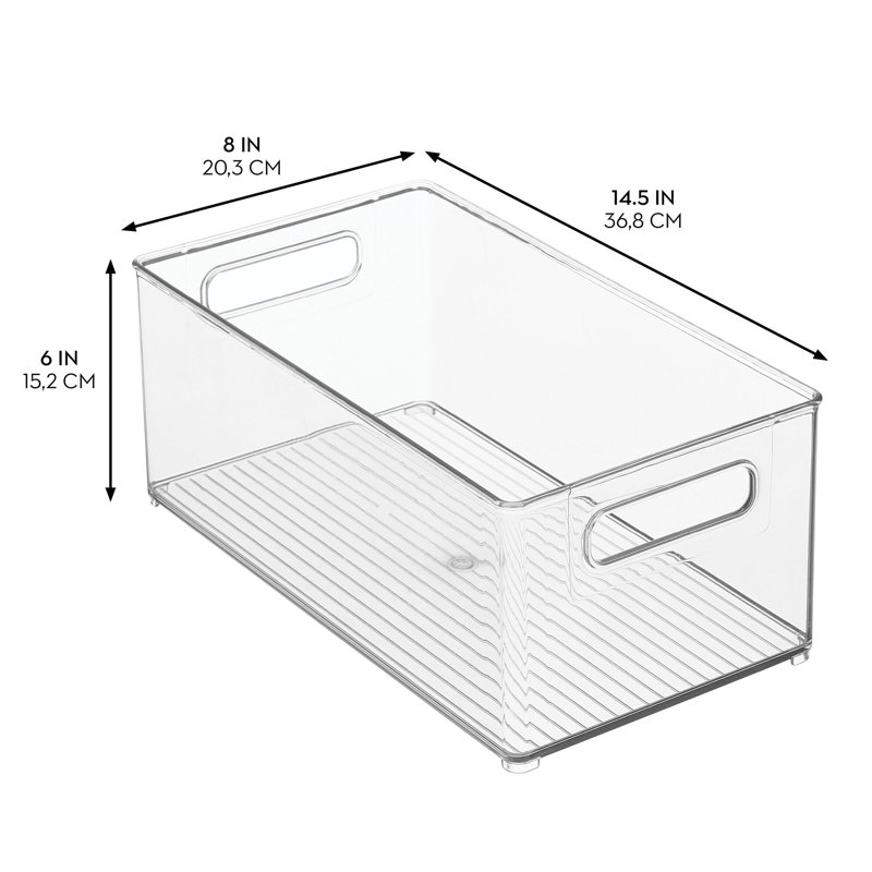 Stackable Fridge Bin with Handles - Kitchen Storage Bin for Cabinets, Pantry, or Fridge