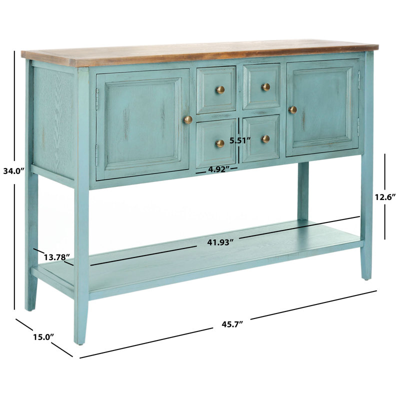 Console en bois massif 45,7 po Sadie, Bleu campagnard