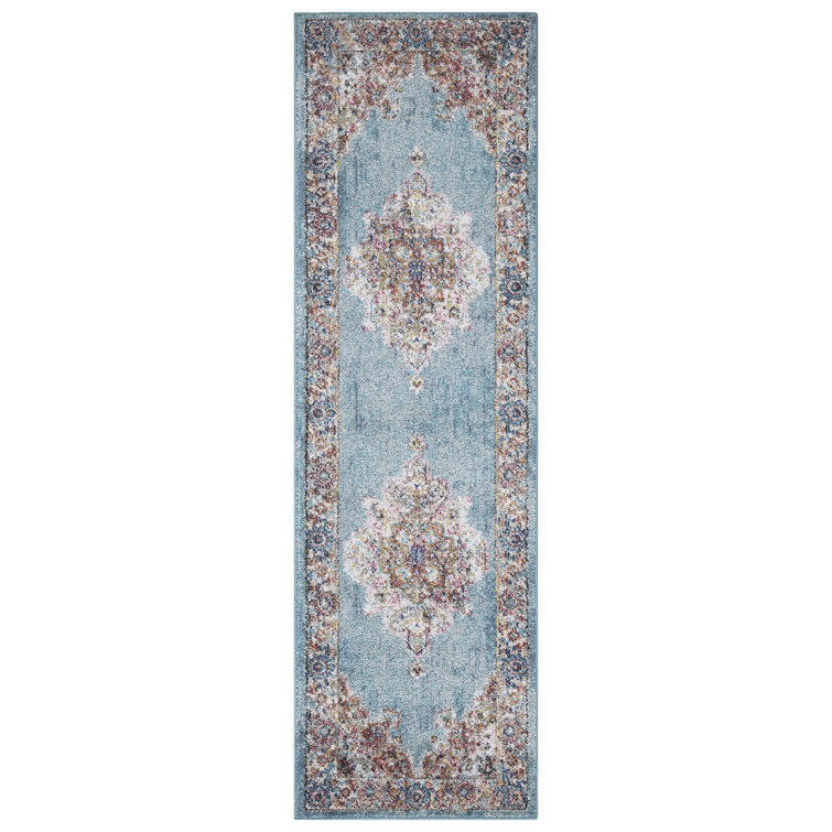 Power Loomed Performance Blue Medallion Rug