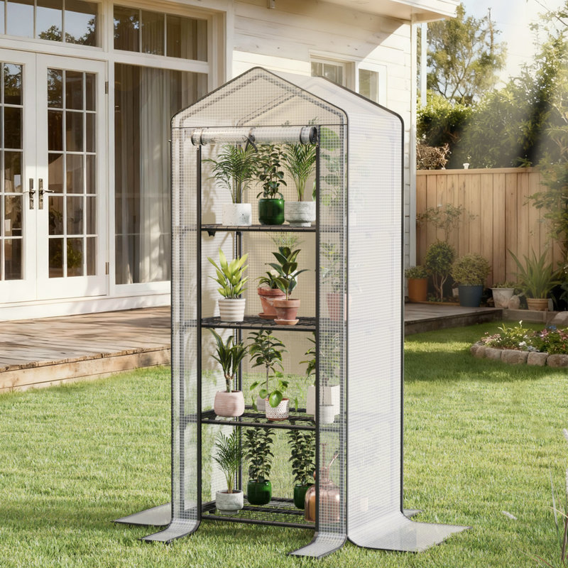 4 Tier Small Greenhouse for Outdoor, PE Cover, Portable, for Garden and Backyard