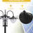 3 Solar Lamp Post With Decorative Planter - 74.5" Tall Automatic Outdoor Lighting, 6 Hour Max, Black Steel Base Design For Driveway & Garden