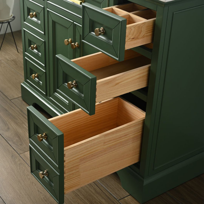 Thompson 42" W Single Bathroom Vanity, Evergreen/Brushed Gold