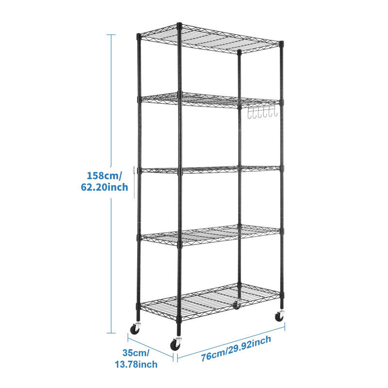 Ellasyn 76cm W Powder Coated Steel Shelving Unit, Black