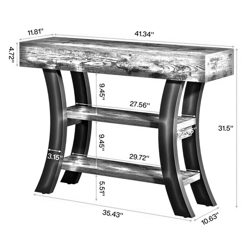 Console de 104 cm (41 po), table d'entrée avec tablettes de rangement