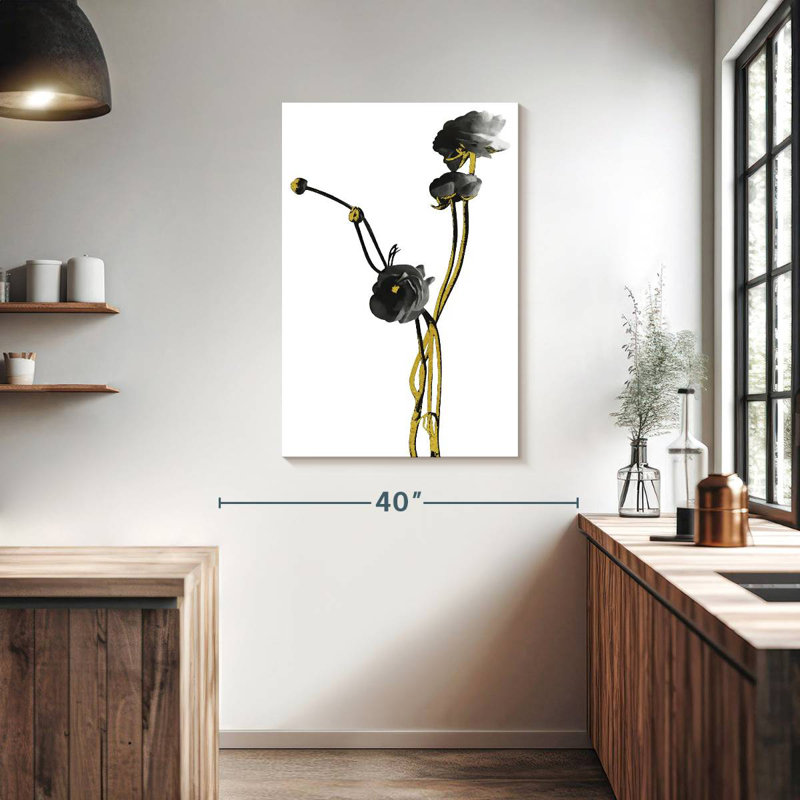 Harnek Flower Minimal Black and Gold I, 39" H x 26" W