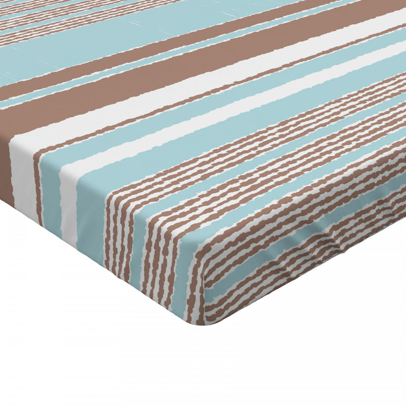 Twin Blue and Brown Striped Microfiber Fitted Sheet