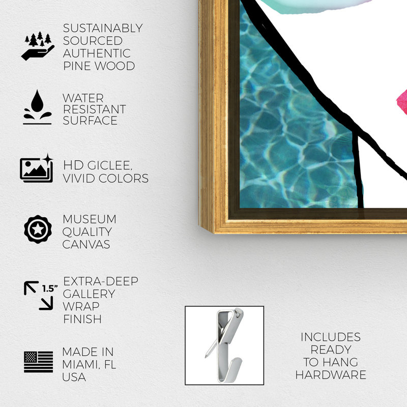 «Fashion and Glam Ready for the Water Neon Lips», impression sur toile, H 16 po x l 16 po, Encadrement doré
