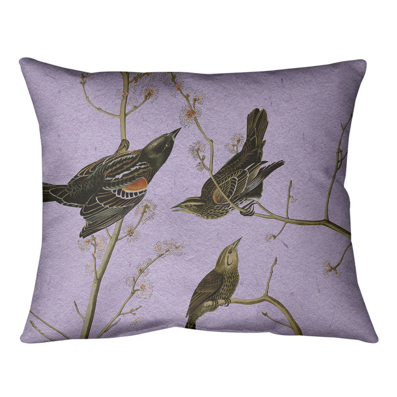 Coussin lombaire à oreilles starling, 14 po x 10 po, Mauve, Duvet synthétique