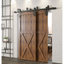 Black Rustic Imperial Design Double Track Bypass Barn Door Hardware Kit For Two Use( Door Not Included)