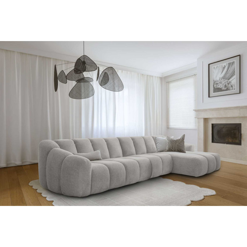 Shell Corner Sofa , Right Hand Facing, 6, Light Grey