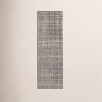 Harris Blue Brown Hand-Hooked Plaid Wool Rug