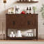 Armoire de style campagnard 47,2 po avec 2 tiroirs, 4 armoires à 4 portes et tablette ouverte, console, bar, buffet étroit pour la cuisine, le couloir ou le salon-2088601488