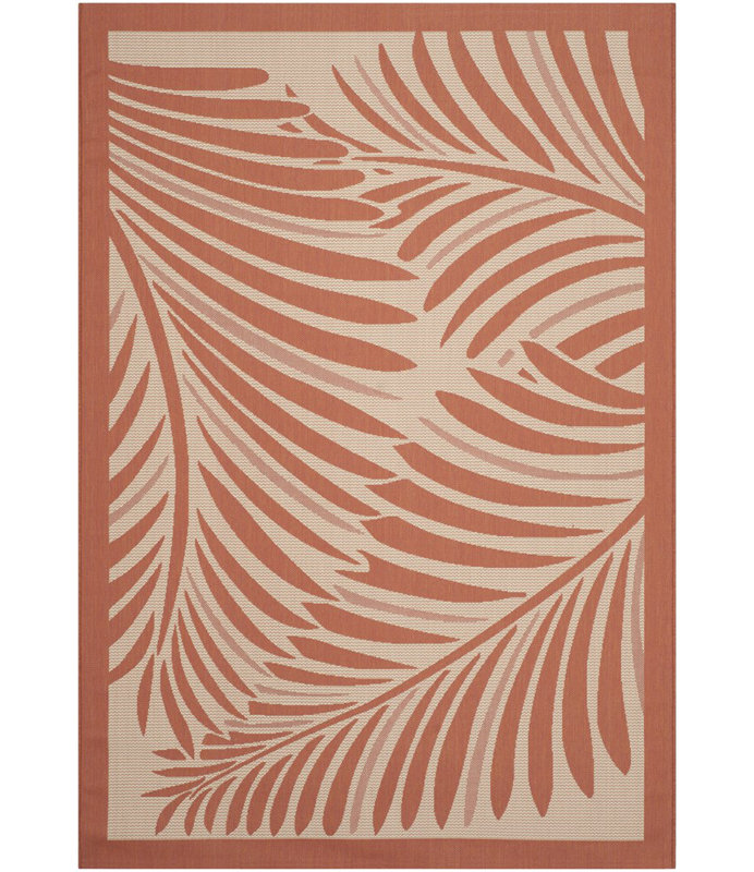 Tapis floral beige / terracotta, Rectangle 2 pi 7 po x 5 pi