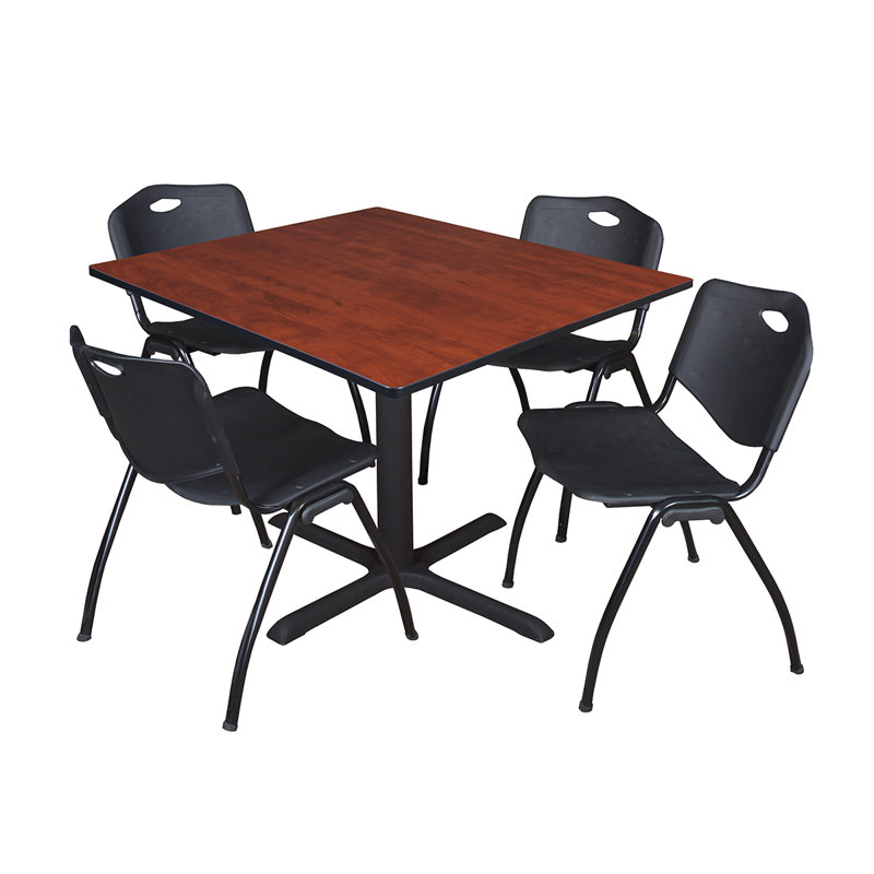 Table de salle à manger Neyland Cain, Noir, H 29 po x l 48 po x P 48 po, Cerisier