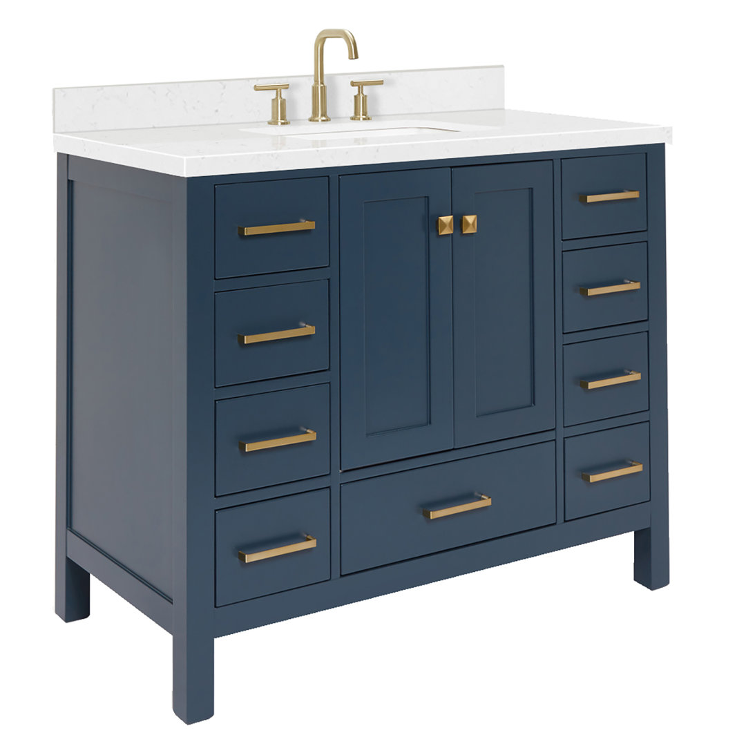 Grevera 42.25'' Single Bathroom Vanity with Carrara Quartz Top Hokku Designs Base 