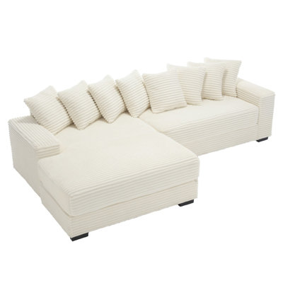 [NEW ARRIVED] [VIDEO PROVIDED] Oversized Two-Piece  Couches,  L Shaped Sofa, Corduroy, Right Chaise Daybed,with Armrests by Latitude Run
