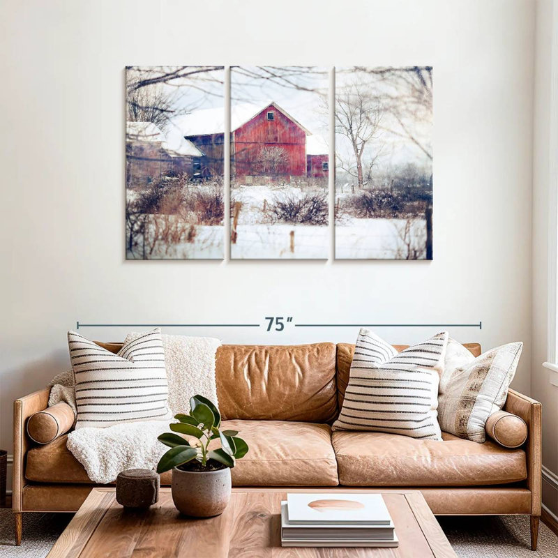 Lilie White Winter Barn, 36" H x 57" W