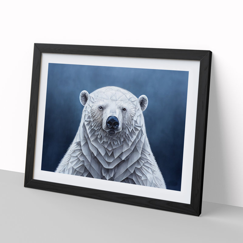 Flourishing Polar Bear - Single Picture Frame Print, 46cm H x 64cm W x 2cm D, Black