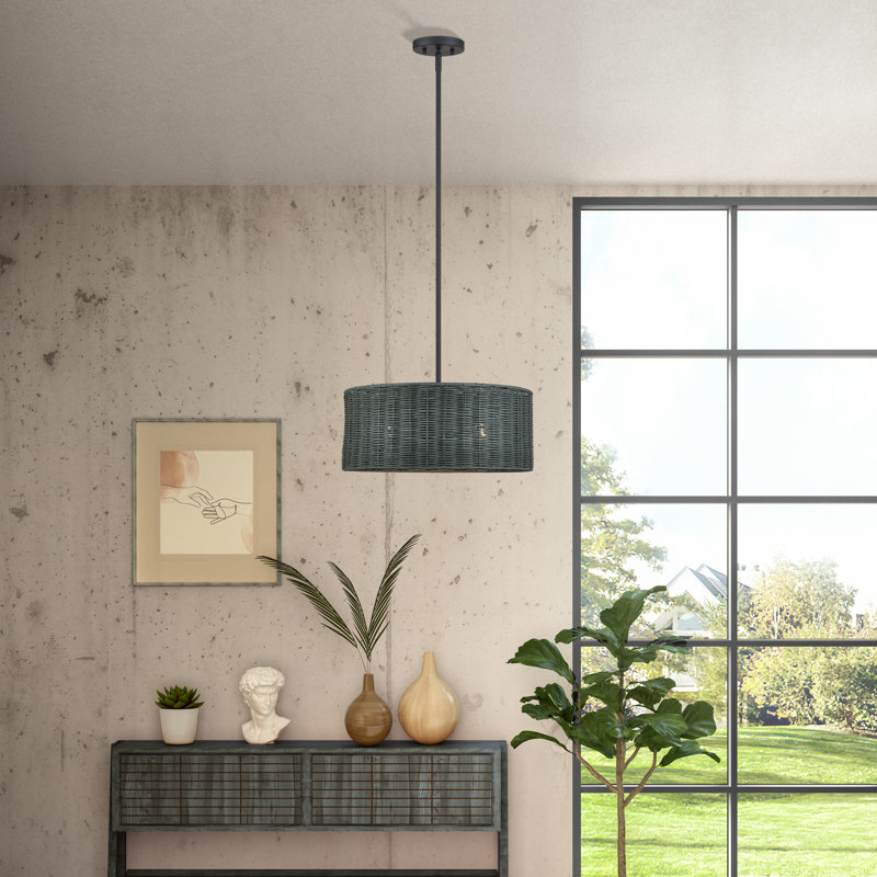 Lustre suspendu 3 lumières Weavington, Noir mat