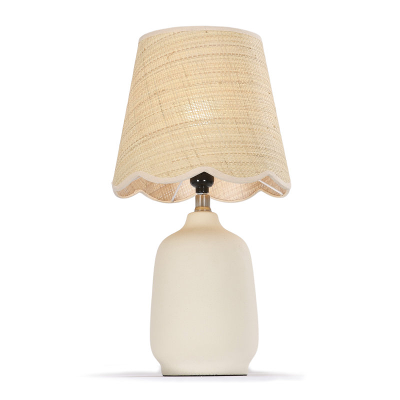 Ceramic Table Lamp with Scallop Shade, Cream White