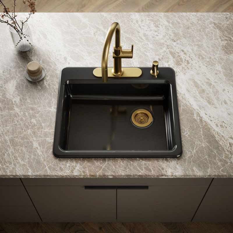Riverby 25" L x 22" W Drop-In Kitchen Sink, Sea Salt