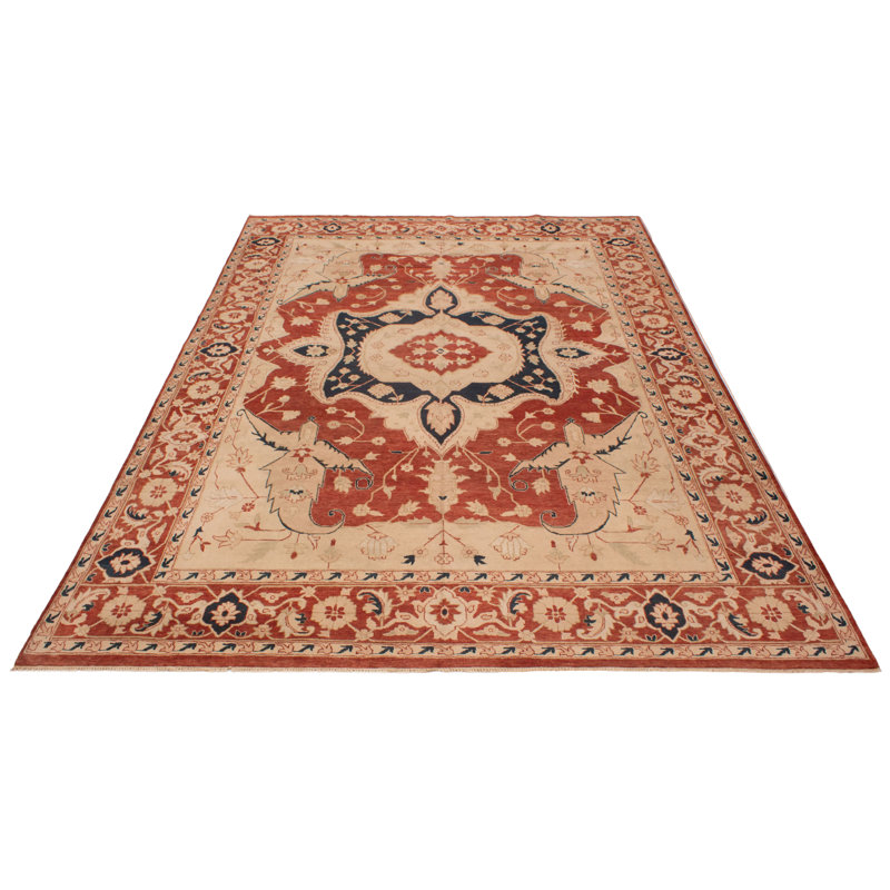 Tapis rectangulaire unique en laine 9 pi 8 po x 13 pi 7 po Alanyah