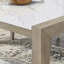 Table de salle à manger rectangulaire avec plateau en faux marbre blanc de 66 po, finition chêne, style, 6 places, 30 po de hauteur, + conception, 6 places