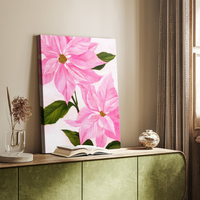 Poisettias néon rose I - galerie Cavas sur mesure, H 36 po x l 24 po