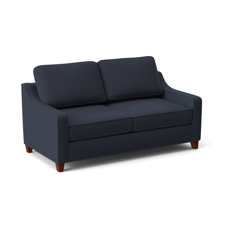 Clark 74" Square Arm Sofa with Reversible Cushions, Archetype Admiral, BM Cherry