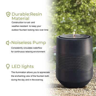 Cabot 23'' H Modern Solar Resin Outdoor Water Fountain with LED Lights