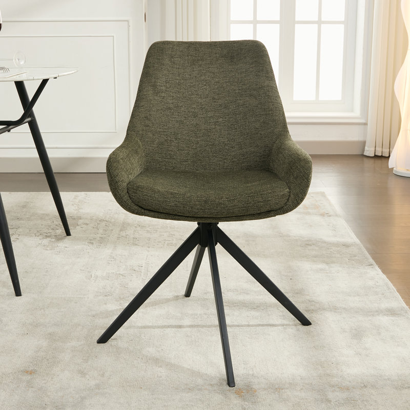 Chaise de bureau en lin Loklun, Vert foncé