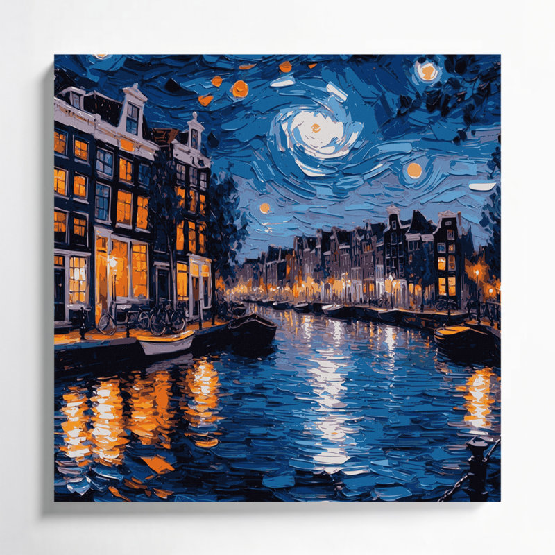 Villes, Pays-Bas, Pays-Bas, art mural sur toile grise, H 16 po x l 16 po