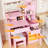 37" Vanity Desk With 10 Light Blubs Mirror And LED Storage Cabinet-2088655718