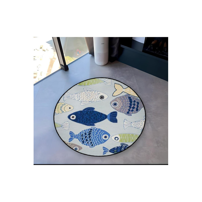 Tapis rond rond lavable à la machine, Sous-tapis rond 3 pi 3 po inclus
