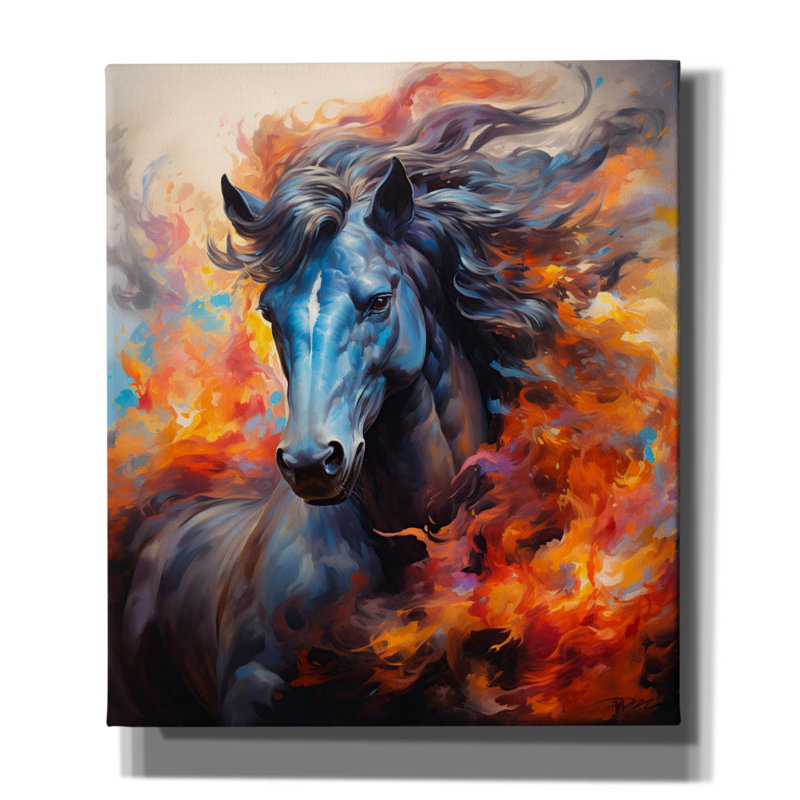 Toile épique «Fire Horse» par Momart, H 30 po x l 26 po x P 1,5 po