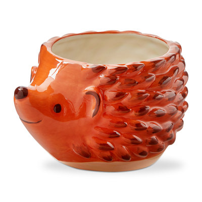Mignon pot de jardin 4 po Hedgehog pour l'intérieur ou l'extérieur, L 7 po x l 5,5 po x H 4,5 po, facile à nettoyer, brun multi
