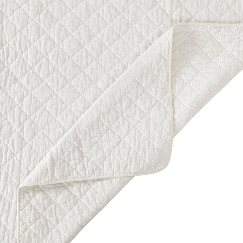 White Cotton King Quilt Set with Diamond Quilting