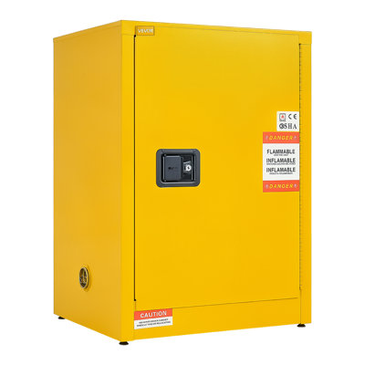 Armoire de rangement inflammable, 21 po x 21 po x 35 po, armoire de feu industrielle, armoire de sécurité à double paroi en acier laminé à froid, anti-feu et anti-explosion avec tablette réglable et serrure à clé