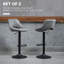 Ensemble de 2 tabourets de bar, tabourets de bar pivotants à hauteur réglable, base ronde en métal lourd et repose-pieds, gris