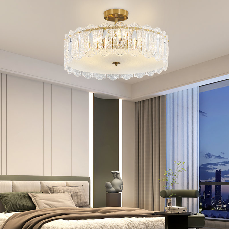 Khawla Dimmable Drum Chandelier, 6.3" H x 23.62" W x 23.62" D, 8