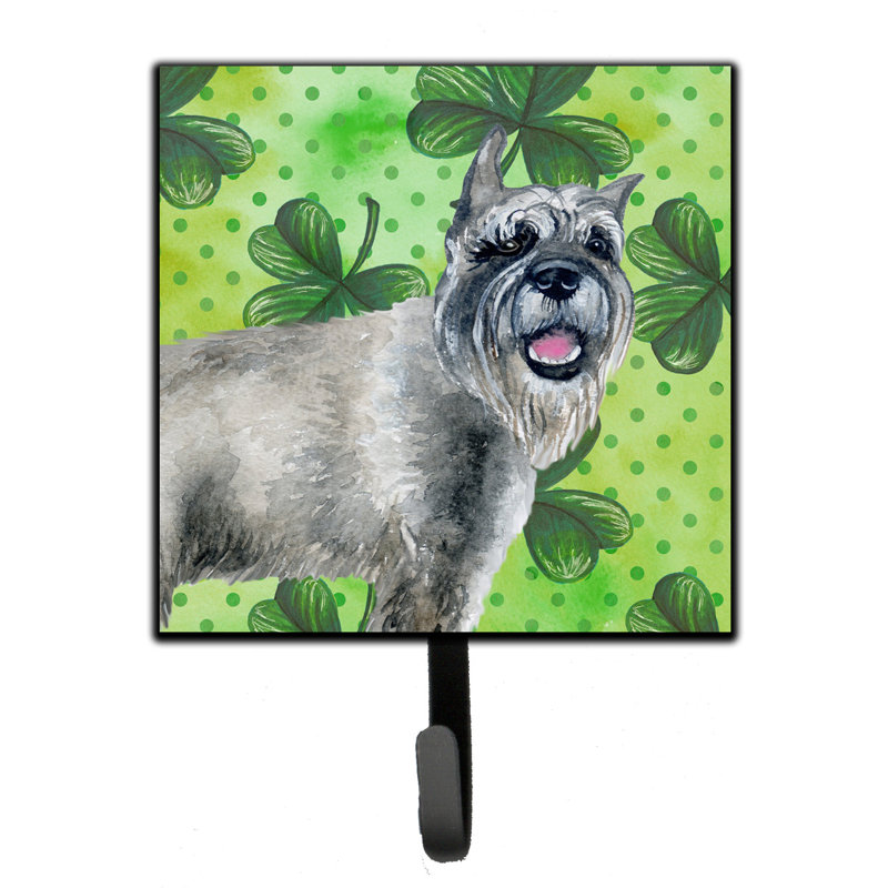 Markle Metal Wall Organizer with Key Hooks, Brown/Salmon/Blue, Schnauzer