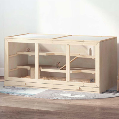 Très grande cage à hamster en bois, cage à gerbille et autres petits animaux PawHut