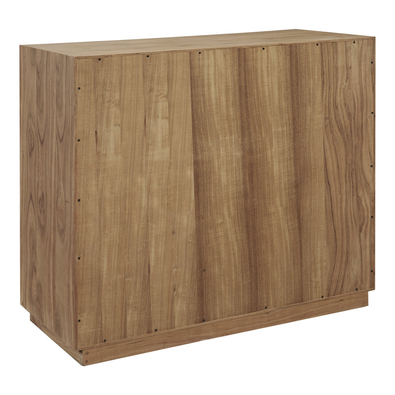 Honey Brown and Cream Leather Door Accent Cabinet
